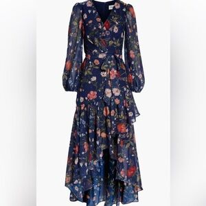 Eliza J Orange and Pink Tiered Wrap Dress for Cocktail Events